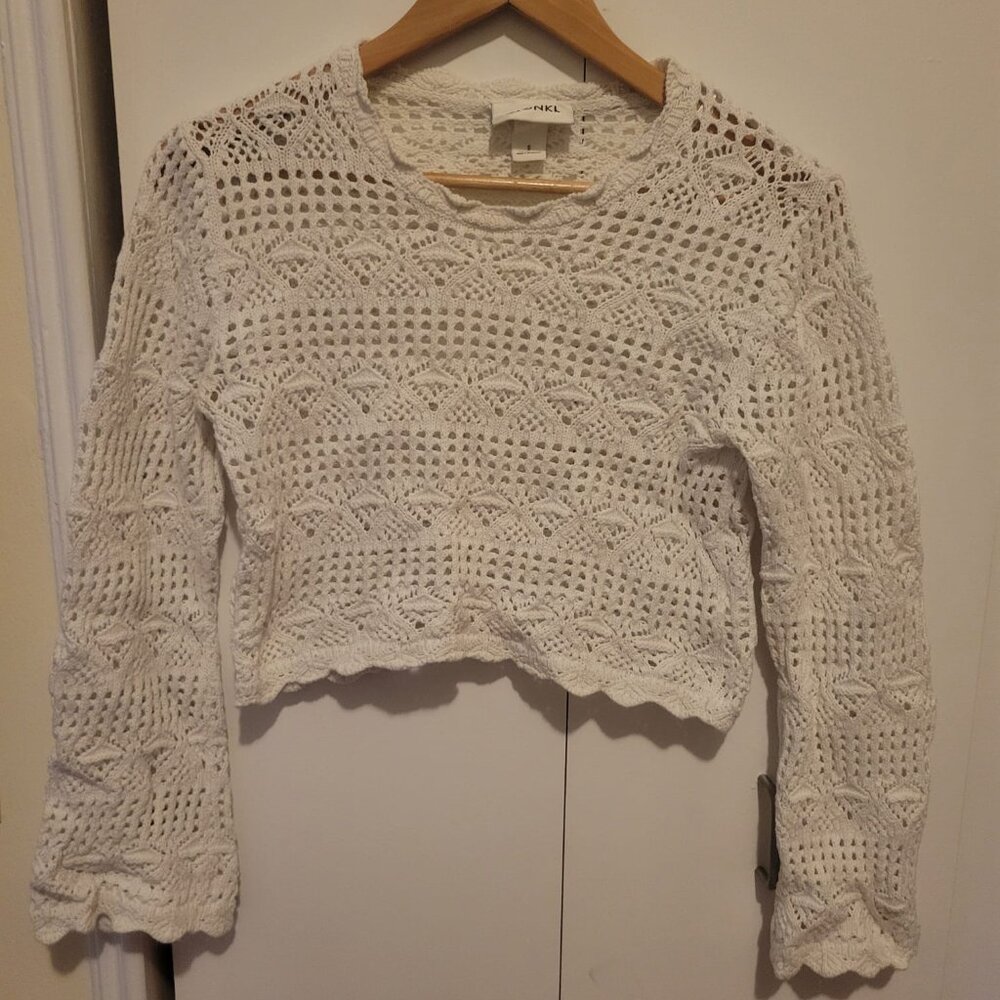 Monki bell sleeve crochet sweater size small